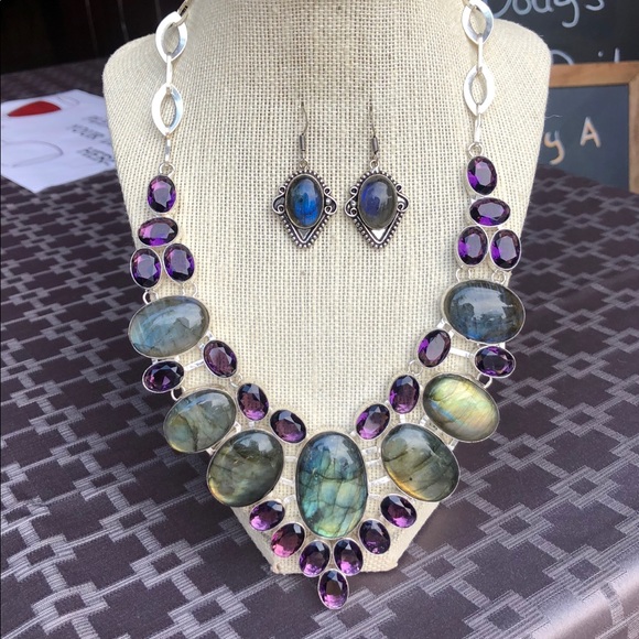 SOLD Labradorite & Amethyst Necklace - Picture 2 of 8